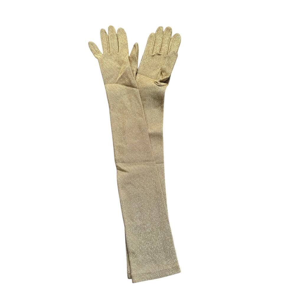 Finale Vintage Long Gold Metallic Gloves Size Small Medium Dramatic